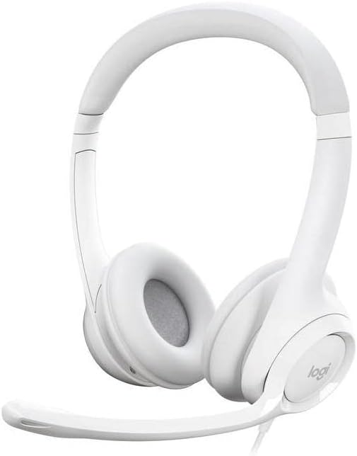 Logitech H390 Wired Headset for PC/Laptop, Stereo Headphones with Noise Cancelling Microphone, USB-A, in-Line Controls for Video Meetings, Music, Gaming and Beyond - Off White