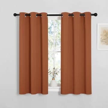 NICETOWN Blackout Kitchen Curtains for 50 inches Long - Grommet Thermal Insulated Window Treatments Light Blocking Drapes for Bedroom/Girl Room, Burnt Orange, W34 x L50, 2 Panels