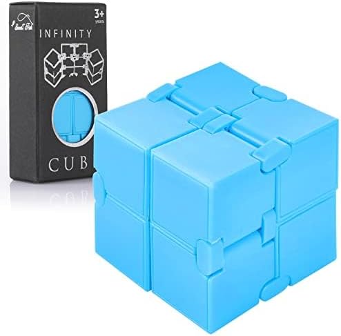 Blue Infinity Cube Sensory Fidget Toy for Kids and Adults, Stress Relief and Anti-Anxiety Mini Gadget to Relax and Decompress, Sensory Toy for Boys and Girls with Autism, Cool Desk Top Décor