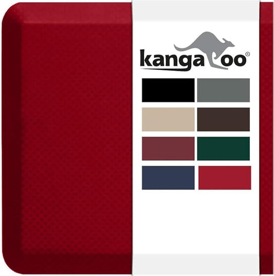 KANGAROO Thick Ergonomic Anti Fatigue Mats for Kitchen Floor, 48x20, Cushioned Standing Office Desk Mat, Waterproof Scratch Resistant Topside, Supportive All Day Comfort Padded Foam Rugs, Red