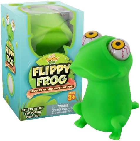 IPIDIPI TOYS Flippy Frog Squishy Eye Popping, Stocking Stuffers, Squeeze Fidget Toy Stress Relief, Sensory Play, Ideal for ADHD and Autism, Funny Stress Ball Gift for Boys and Girls