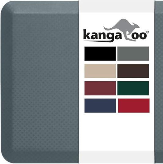 KANGAROO Thick Ergonomic Anti Fatigue Mats for Kitchen Floor, Cushioned Standing Office Desk Mat, Waterproof Scratch Resistant Topside, Supportive All Day Comfort Padded Foam Rugs, 20x32, Charcoal