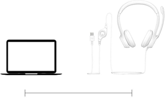 Logitech H390 Wired Headset for PC/Laptop, Stereo Headphones with Noise Cancelling Microphone, USB-A, in-Line Controls for Video Meetings, Music, Gaming and Beyond - Off White