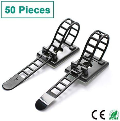 50 Pieces Cable Management Desk Wire Organizer Cable Ties Zip Ties Adhesive Cord Clips Cord Keeper Desk Wire Management