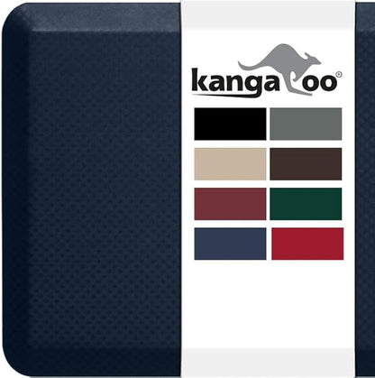 KANGAROO Thick Ergonomic Anti Fatigue Mats for Kitchen Floor, 48x20, Cushioned Standing Office Desk Mat, Waterproof Scratch Resistant Topside, Supportive All Day Comfort Padded Foam Rugs, Navy