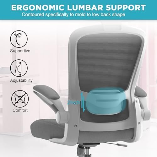 Mimoglad Office Chair, High Back Ergonomic Desk Chair with Adjustable Lumbar Support and Headrest, Swivel Task Chair with flip-up Armrests for Guitar Playing, 5 Years Warranty