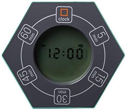 Home & Office Timer with Clock, 5,15, 30, 45, 60 Minute Preset Countdown Timer, Easy-to-Use Time Management Tool (Cyan)