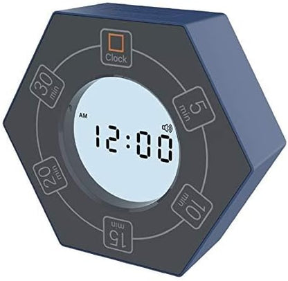 Hexagon Rotating Productivity Timer with Clock, Pomodoro Timer with 5, 10, 15, 20, 30 Minute Presets, Timer for People with ADHD (Blue)