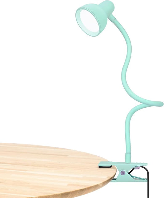 Clip on Reading Light for Bed 3 Color Modes, 10 Brightness Dimmable, Flexible Gooseneck Clip on Lamp, Eye Care Clip Light for Bed Headboard Desk Home Dorm, Teal