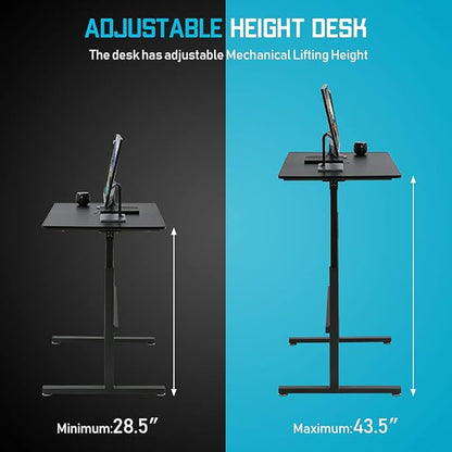 Adjustable Standing Desk, 47" Computer Desk Height Converter Large Desktop Stand Up Desk Fit Dual Monitor for Home Office,Black