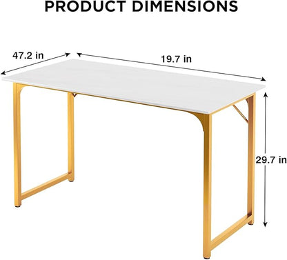 PayLessHere 32/39/47 inch Computer Desk Study Writing Table, Adjustable feet, Modern Furniture for Home Office (1, White Gold, 47 inch)