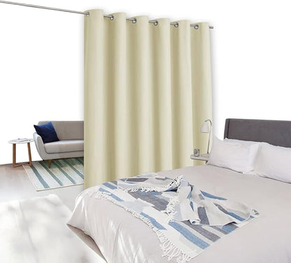 NICETOWN Privacy Room Separating Divider, Wall Dividers for Rooms, Space Divider, Room Divider Curtain Screen Partition, Sound Barriers, Sliding Door Insulated Curtain, Beige, 10ft Wide x 7ft Long