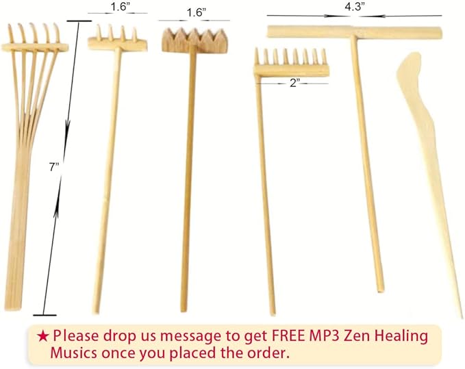 Zen Rake Mini Zen Garden Rakes,Meditation Sand Zen Garden Tools, DIY Rock Zen Garden Kit Sets, Fidget Toy, Zen Garden Accessory,Father's Gift,Man's Gifts,Mother's Gifts (Rake Sets)