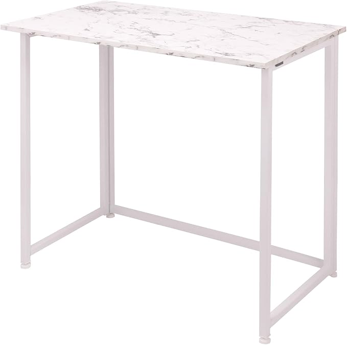 Leopard Outdoor Products Folding Computer Desk for Small Spaces, Space-Saving Home Office Desk, Foldable Computer Table, Laptop Table, Writing Desk, Compact Study Reading Table (Marble White)