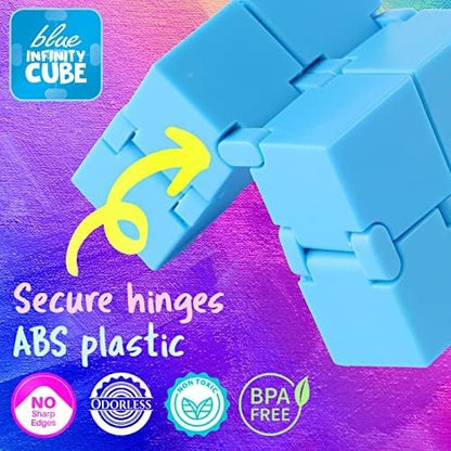 Blue Infinity Cube Sensory Fidget Toy for Kids and Adults, Stress Relief and Anti-Anxiety Mini Gadget to Relax and Decompress, Sensory Toy for Boys and Girls with Autism, Cool Desk Top Décor