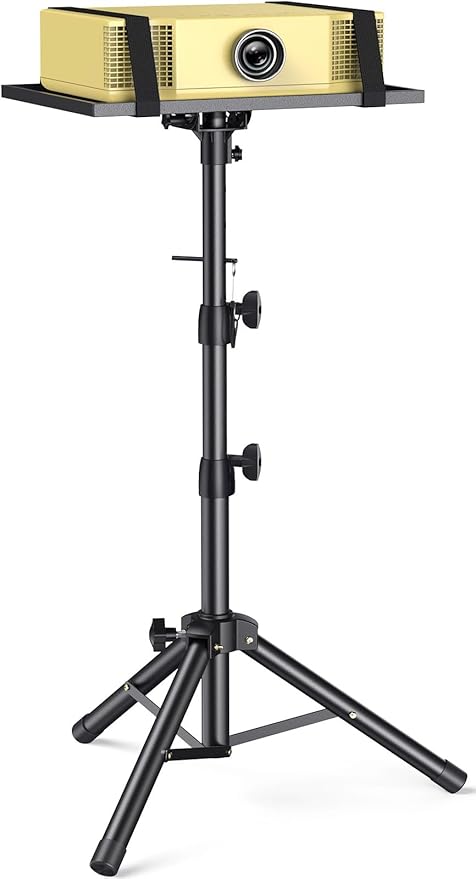 AMADA HOMEFURNISHING Height Adjustable Projector Tripod Stand for 26 to 51 in, Foldable Laptop Tripod Stand, Portable Outdoor Projector Stand for Laptop, Projector, DJ, or Sheet Music-AMPS02