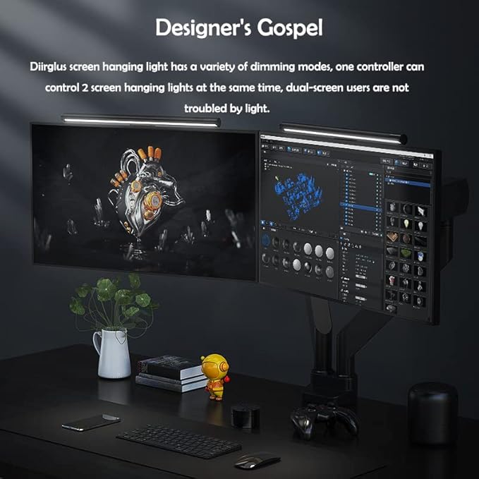 Computer Monitor Light Bar,Wireless Remote Control Multiple Screen Lamp with Dimmer Switch, USB Powered, E-Reading LED Light, Anti-Glare for Office/Home, Brightness/Color Temperature Adjustment