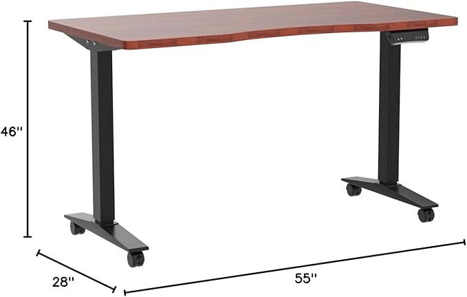 Monomi Height Adjustable Electric Standing Desk, 55 x 24 Inches Stand up Desk, Sit Stand Home Office Computer Desk(Black Frame+Cherry Top)