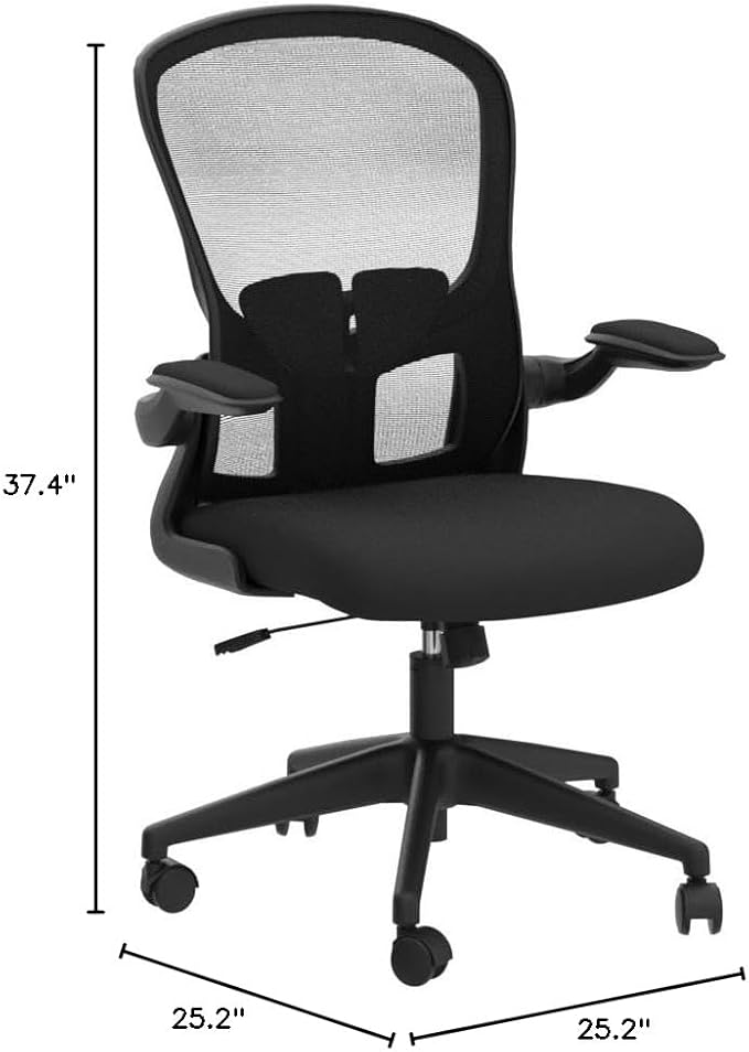 FelixKing Office Desk Chairs, Ergonomic PC Desk Chair with Wheels, Adjustable Lumbar Support and Height, Swivel Computer Chair with Flip-up Armrests, Ergo Mesh Backrest for Working (Black)