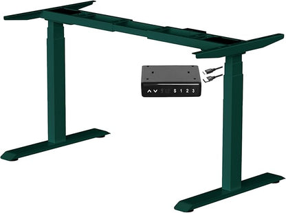 Fromann Dual Motor Electric Standing Desk Frame 3 Tier Legs Height Adjustable Handset with USB A+ C Ports Sit Stand up Desk Base for Home and Office (Green)