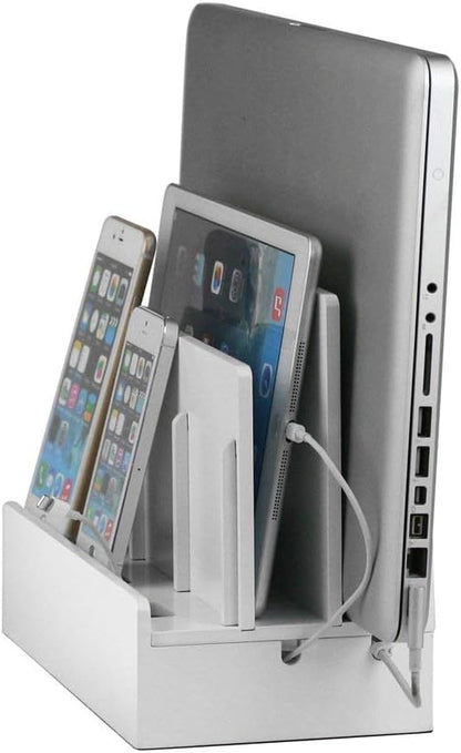 G.U.S. Multi-Device Charging Station Dock & Organizer - Multiple Finishes Available. for Laptops, Tablets, and Phones - Strong Build | High Gloss White