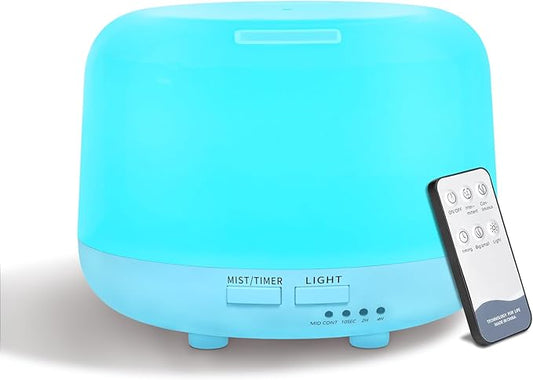 300ML Essential Oil Diffuser with Remote Control, 7 LED Color Changing Light, 8 Hour Cool Mist Fragrance Air Humidifier