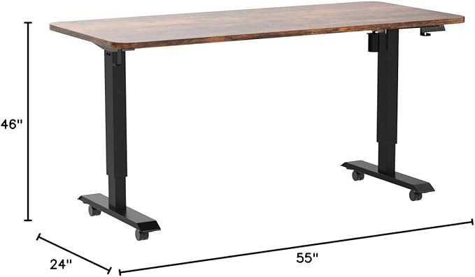 Monomi Electric Standing Desk, Height Adjustable Desk 55x 24 Inches, Ergonomic Home Office Sit Stand Up Desk with Memory Preset Controller (Black Frame/Rustic Brown Top)