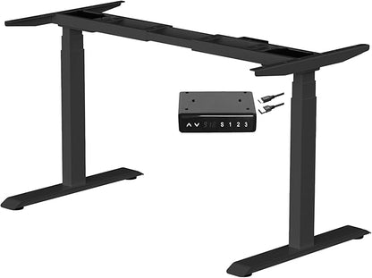 Fromann Dual Motor Electric Standing Desk Frame 3 Tier Legs Height Adjustable Handset with USB A+ C Ports Sit Stand up Desk Base for Home and Office (Black)