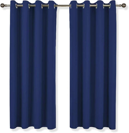 NICETOWN Blackout Window Curtains and Drapes - Thermal Insulated Solid Grommet Top Blackout Panels/Draperies for Kid's Room (Navy Blue, 1 Pair, 52 x 63 Inch)