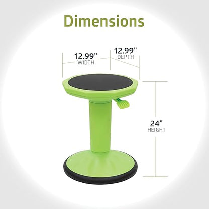 Pearington SitFree Height Adjustable Wobble Stool, Active Flexible Seating Chair for Kids and Adults - School and Office, Green