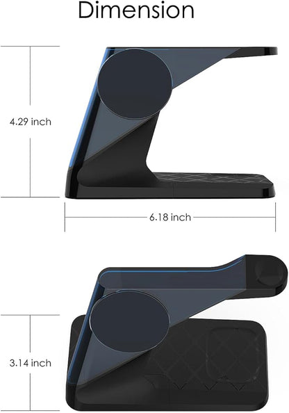 3 in 1 Charging Station for Apple Devices, Mag-Safe Charger Stand, Wireless Charger for iPhone 16/15/14/13/12 Series,& AirPods,& iWatch