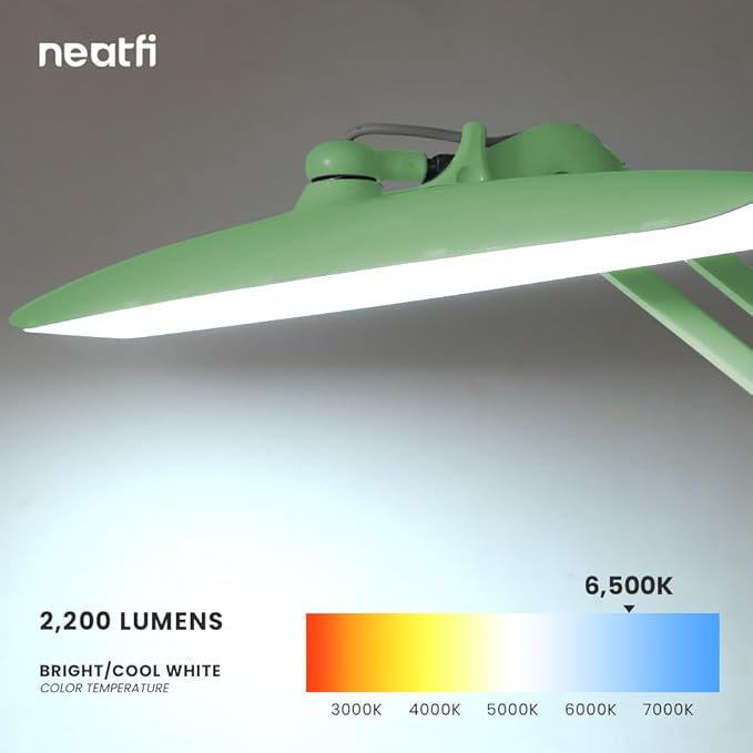 Neatfi XL 2,200 Lumens LED Desk Lamp with Clamp, 24W Bright Architect Task Lamp, 20 Inches Dimmable Computer Light, Adjustable Desk Light for Home, Office, Crafts & Nails (Non-CCT, Midnight Green)