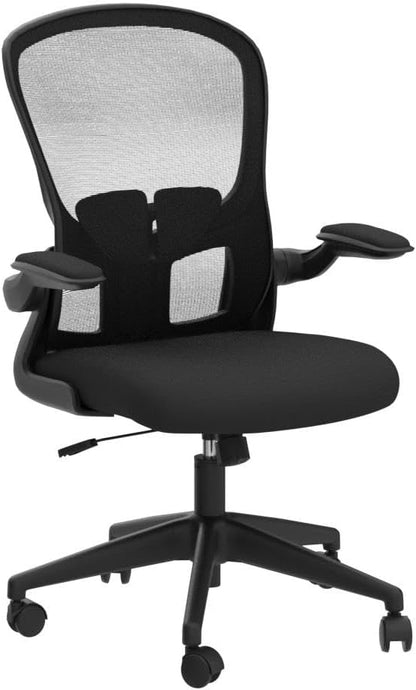 FelixKing Office Desk Chairs, Ergonomic PC Desk Chair with Wheels, Adjustable Lumbar Support and Height, Swivel Computer Chair with Flip-up Armrests, Ergo Mesh Backrest for Working (Black)