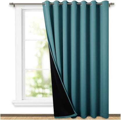 NICETOWN Peacock Teal Full Shading Closet Curtains, Privacy Room Divider Curtain Screen Partitions, Super Heavy-Duty Thermal Backing Sliding Glass Door Drape(1 Panel, 100 inches W x 84 inches L)