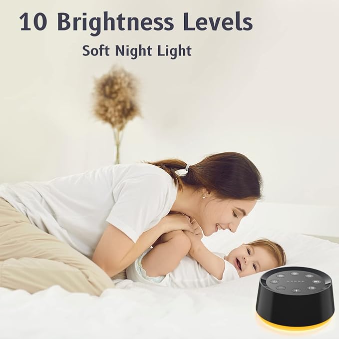 White Noise Machine with 30 Soothing Sounds 12 Colors Night Light Sound Machine for Adults Baby Kids Sleep Machines 36 Volume Levels Memory Function 5 Timers for Home Office Travel