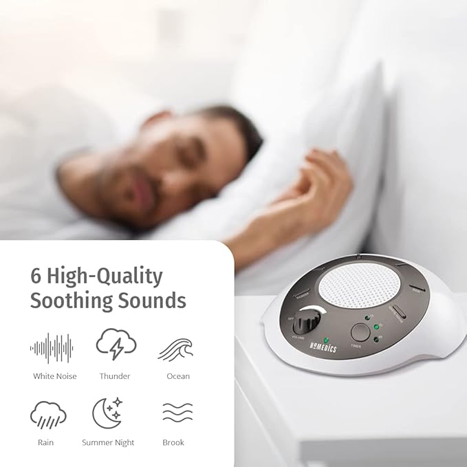 Homedics SoundSleep White Noise Sound Machine, Gold, Small Travel Sound Machine with 6 Relaxing Nature Sounds, Portable Sound Therapy for Home, Office, Nursery, Auto-Off Timer, by Homedics