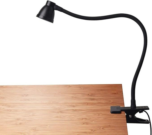 Clamp Desk Lamp, Clip on Reading Light, 3000-6500K Adjustable Color Temperature, 6 Illumination Modes, 10 Led Beads (Black)