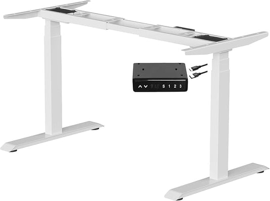 Fromann Dual Motor Electric Standing Desk Frame 3 Tier Legs Height Adjustable Handset with USB A+ C Ports Sit Stand up Desk Base for Home and Office (White)