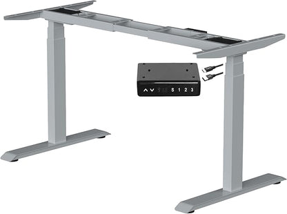 Fromann Dual Motor Electric Standing Desk Frame 3 Tier Legs Height Adjustable Handset with USB A+ C Ports Sit Stand up Desk Base for Home and Office (Grey)