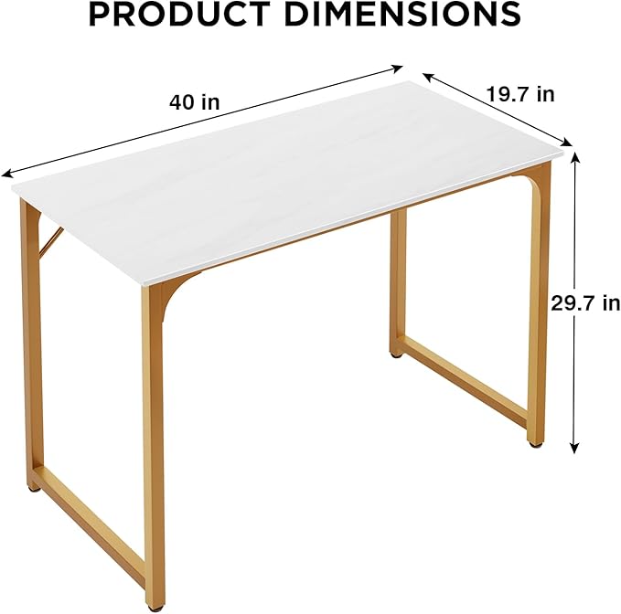 PayLessHere 32/39/47 inch Computer Desk Study Writing Table, Adjustable feet, Modern Furniture for Home Office (1, White Gold, 39 inch)