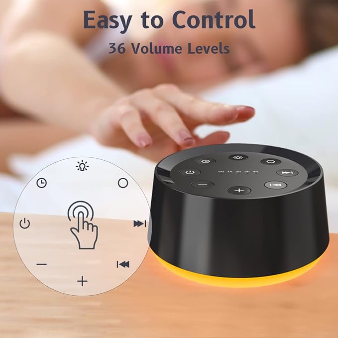 White Noise Machine with 30 Soothing Sounds 12 Colors Night Light Sound Machine for Adults Baby Kids Sleep Machines 36 Volume Levels Memory Function 5 Timers for Home Office Travel