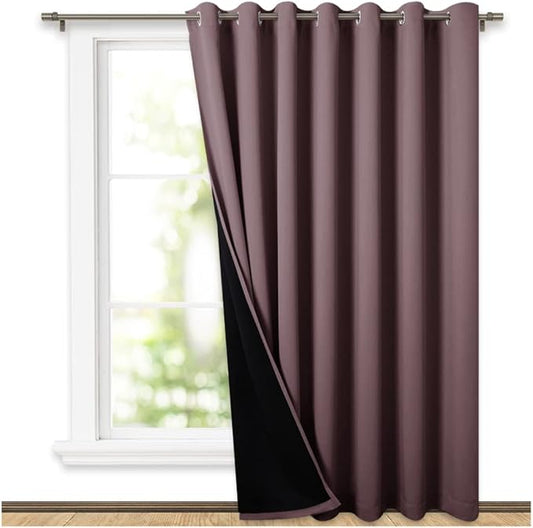 NICETOWN Total Shade Patio Door Curtain, Heavy-Duty Full Light Shading Sliding Door Drape Room Divider Curtain, Vertical Blind for Window（Dry Rose, 1 Panel, 100 inches Wide x 84 inches Long