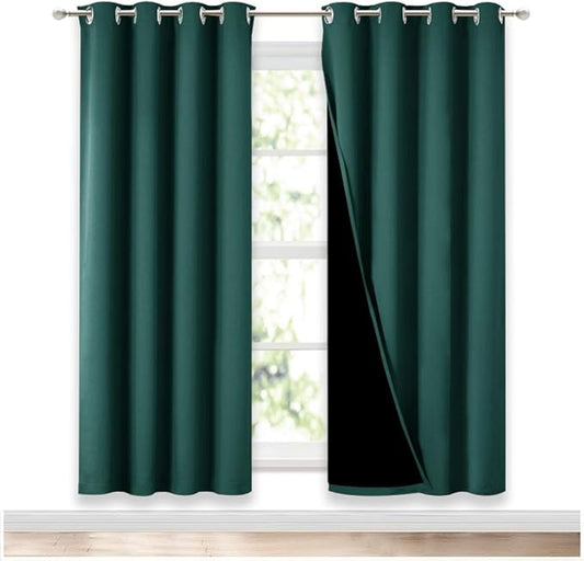 NICETOWN Full Shade Curtain Panel, Energy Smart & Noise Blocking Out Blackout Drape for Apartment Window, Thermal Insulated Guest Room Lined Window Dressing(Hunter Green, 52 x 72 inch)