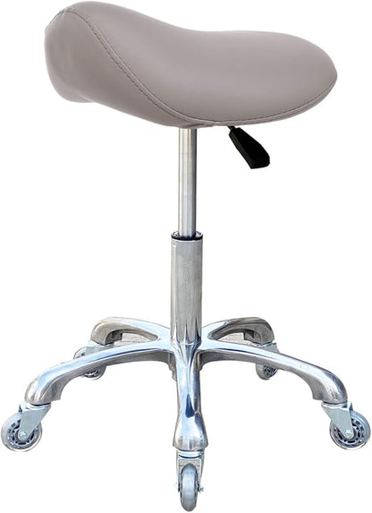 Professional Saddle Stool with Wheels Ergonomic Swivel Rolling Height Adjustable for Clinic Dentist Beauty Salon Tattoo Home Office (Grey)