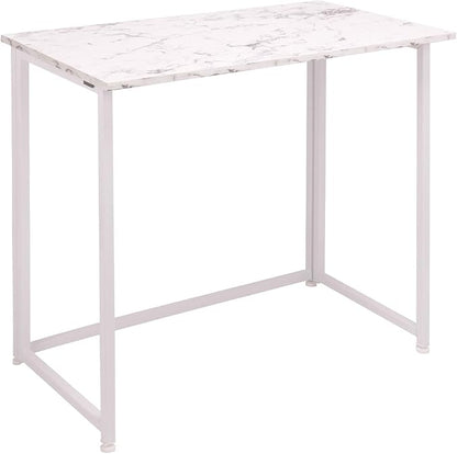 Leopard Outdoor Products Folding Computer Desk for Small Spaces, Space-Saving Home Office Desk, Foldable Computer Table, Laptop Table, Writing Desk, Compact Study Reading Table (Marble White)