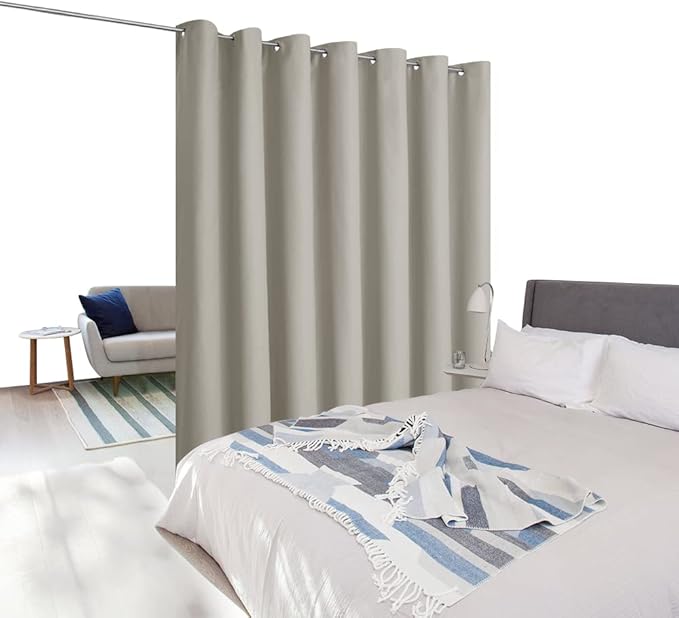 NICETOWN Wall Dividers for Rooms, Room Divider Curtain Screen Partitions, Vertical Blind for Sling Door, Blackout Window Curtains Privacy for Patio (Natural, Single Panel, 9ft Tall x 8.3ft Wide)