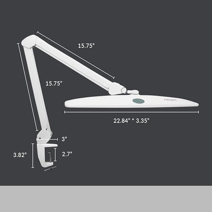 Neatfi Elite HD XL Task Lamp with Clamp, 3 Adjustable Light Modes, 22 Inches Wide, 2260 Lumens, 84PCS SMD LED, Super Bright Desk Lamp, Non-Polar Dimming (CCT with Clamp, White)