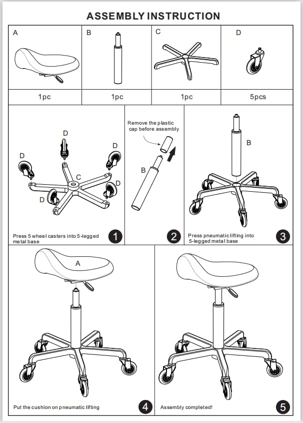 Professional Saddle Stool with Wheels Ergonomic Swivel Rolling Height Adjustable for Clinic Dentist Beauty Salon Tattoo Home Office (Beige)