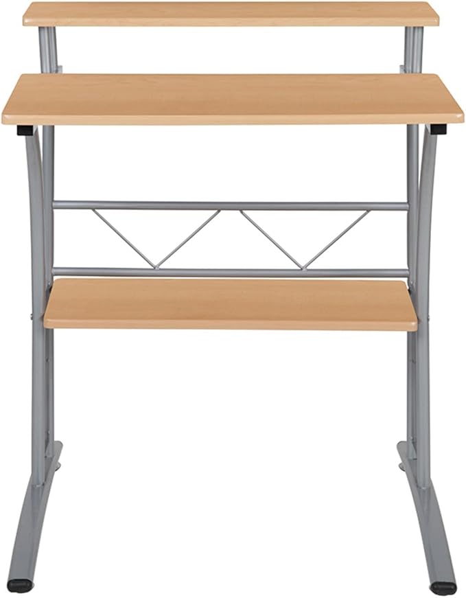 Flash Furniture Clifton Maple Computer Desk with Top and Lower Storage Shelves 28 Inch