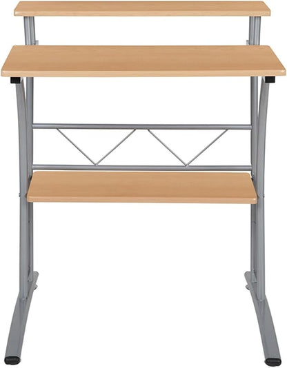 Flash Furniture Clifton Maple Computer Desk with Top and Lower Storage Shelves 28 Inch